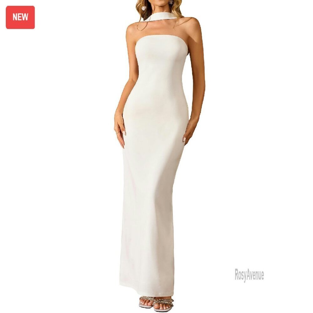 Bodycon Maxi Dress Halter Neck Formal Wedding Guest Cocktail Party